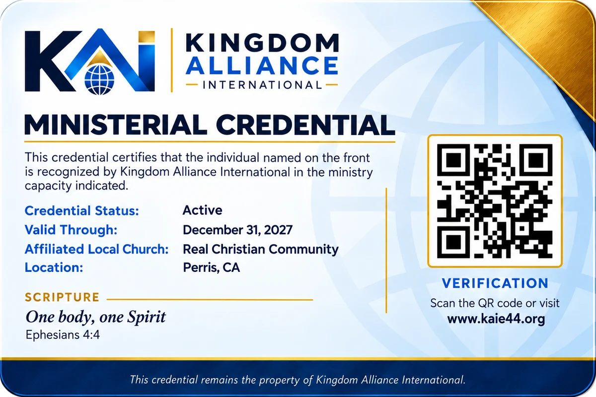 Ministerial credential, back